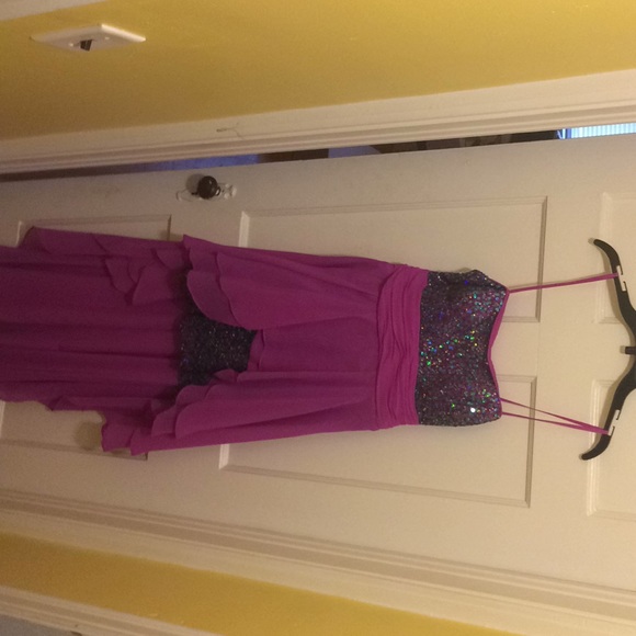Sequins high low prom dress - Picture 3 of 8